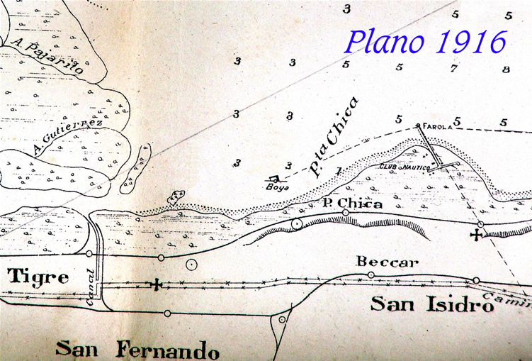 el plano de Braida mostrando el sector de la costa de San Isidro y salida del Lujan
